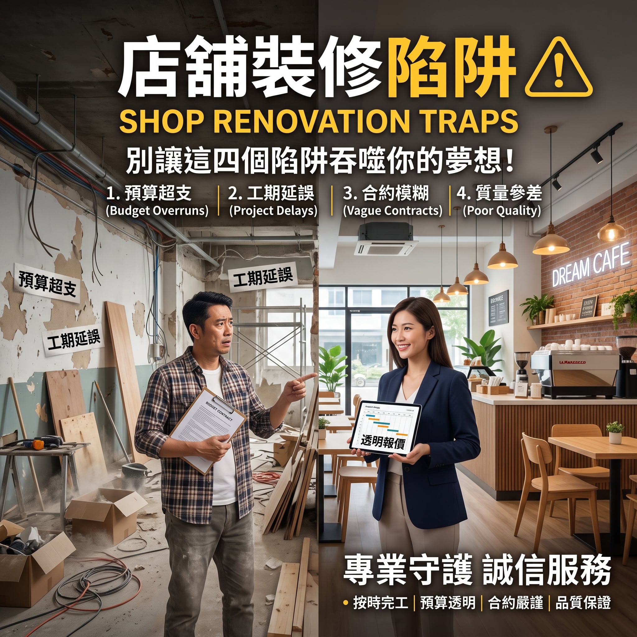 店舖裝修報價超預算？教你避開3大隱藏收費陷阱 | 餐廳裝修
